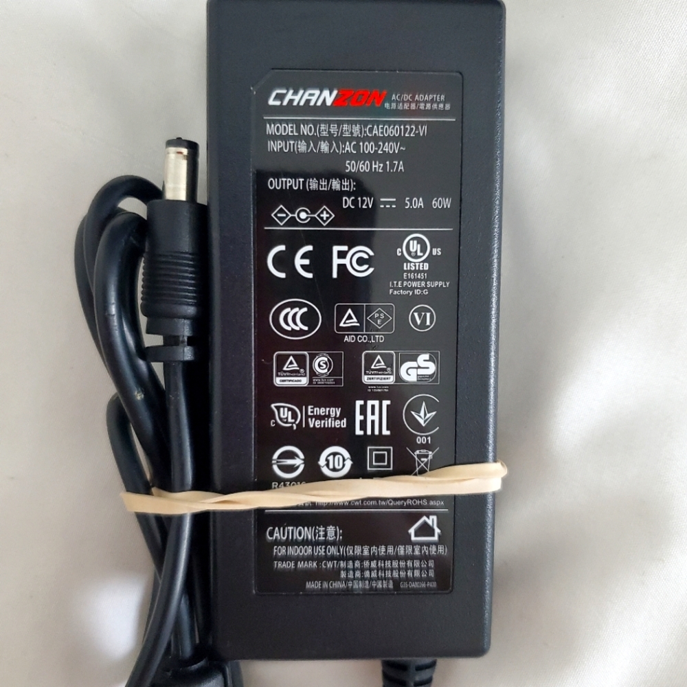CHANZON‎ Ac/Dc Adapter Model-CAE060122-VL Output-Dc 12V-5.0A 60W